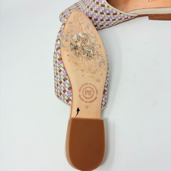 Poppy Barley Market Woven Leather Mules Purple Brown Size 8 - Picture 6 of 7